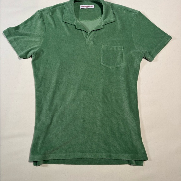 Orlebar Brown Green Terry Towelling Polo Shirt with Classic Collar - Picture 1 of 10